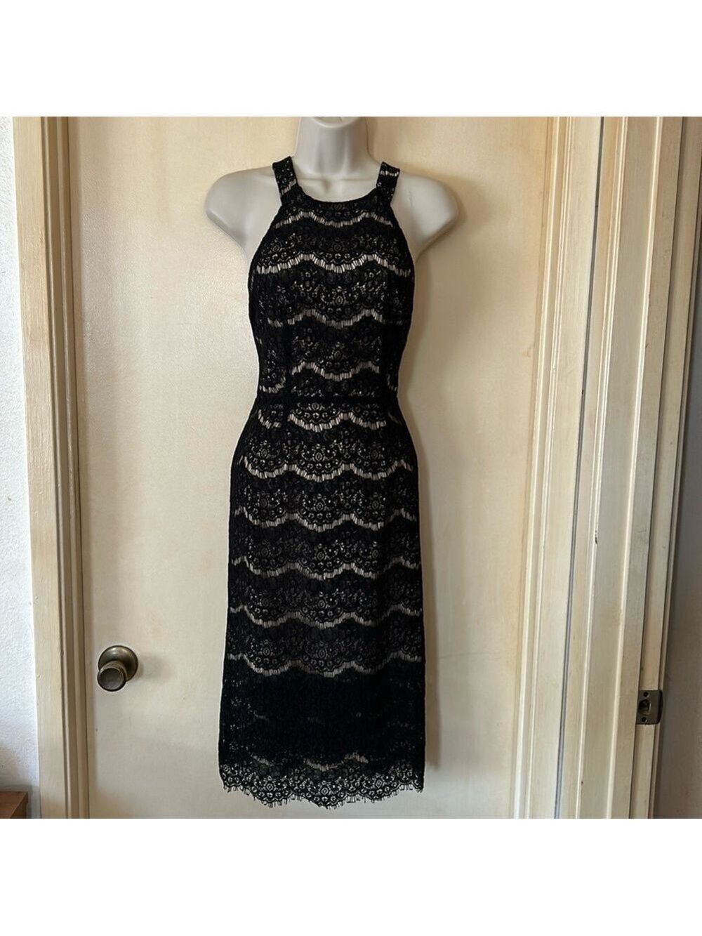 WAYF black crochet cotton lace dress size XS
